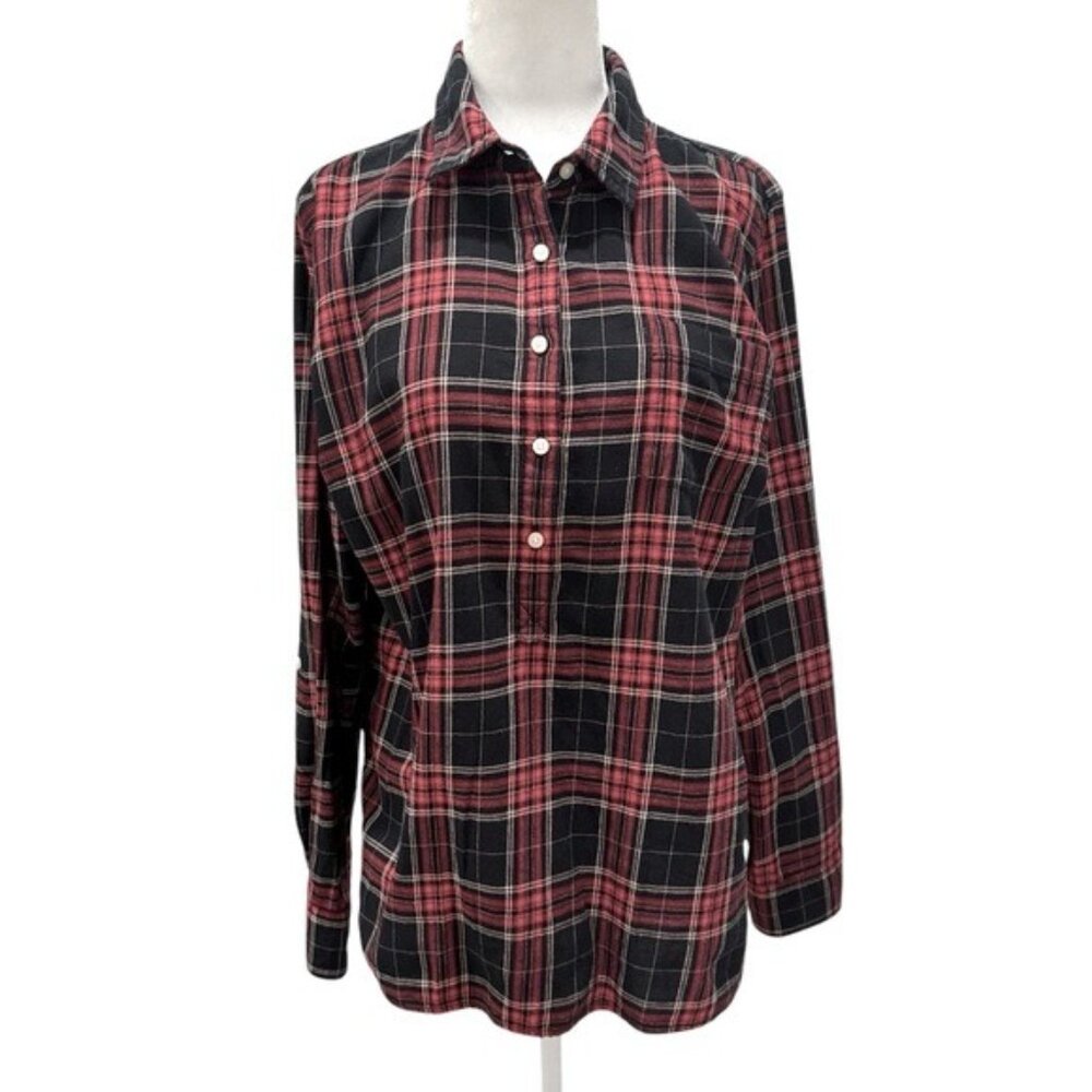 Tommy Hilfiger Red Plaid Flannel  Button Down Shirt Large
